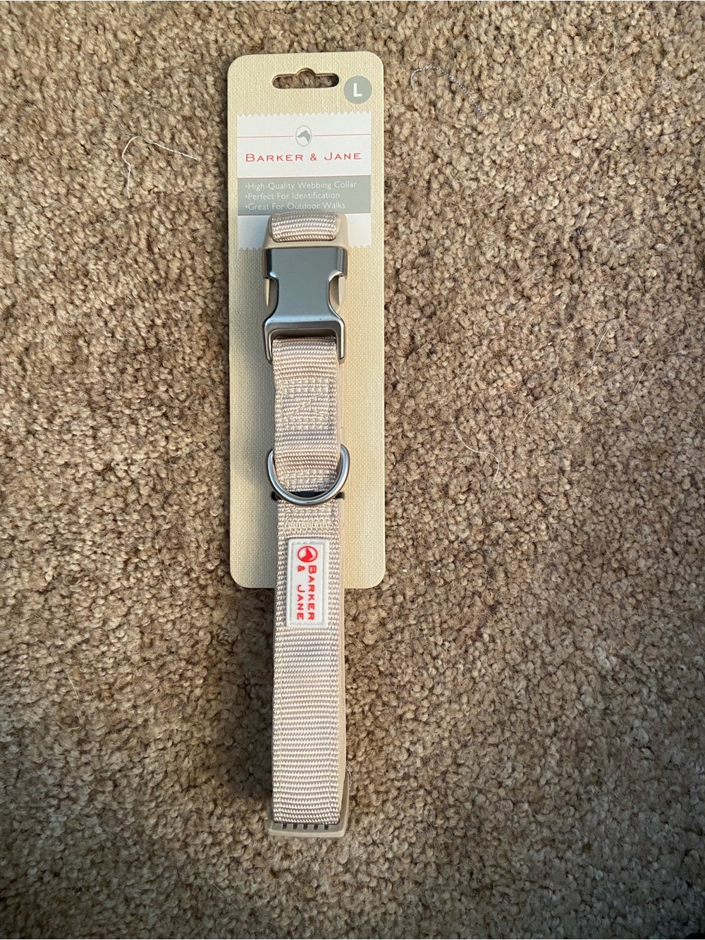 Large Cream Webbing Dog Collar